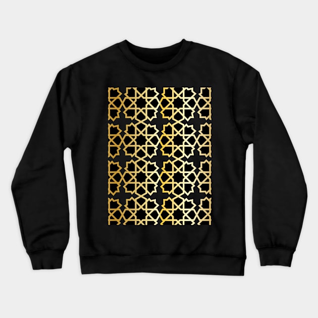 Elegant Black And Gold Moroccan Pattern Crewneck Sweatshirt by ArticArtac